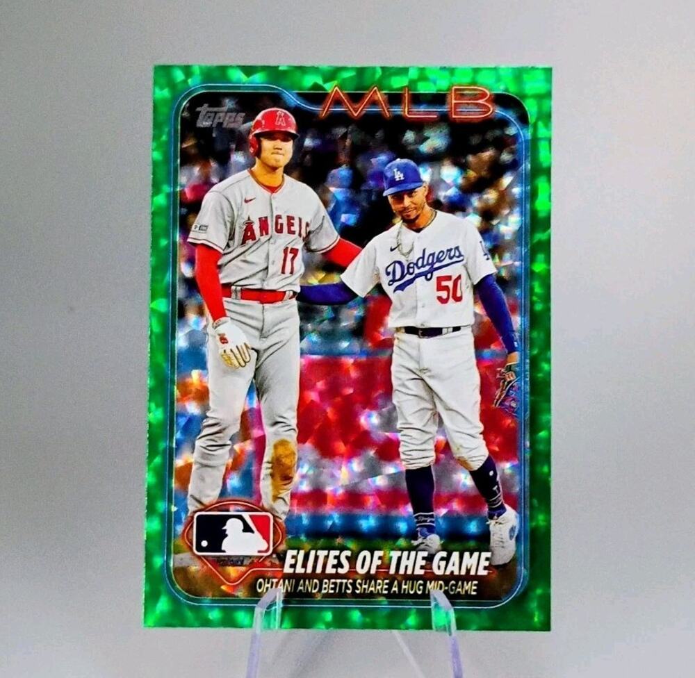 2024 Topps Chrome Elites Of The Game Ohtani/Betts #138 Green Crackle SP 327/499
